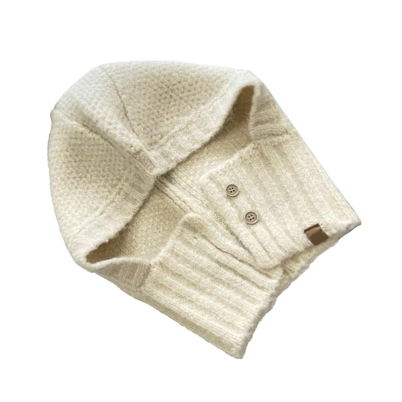 ZAYIUKI Unisex Balaclava for Outdoor Activity Hat with Neck Warmer Hat Pullover Unisex Hat Weaving Skull Caps 2000s Beige