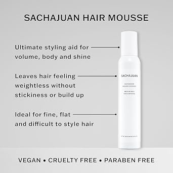 SACHAJUAN Hair Mousse, Adds Volume & Shine, Smooth, 6.8 oz | Soft Hold with Natural Movement, Weightless Finish, For All Hair Types