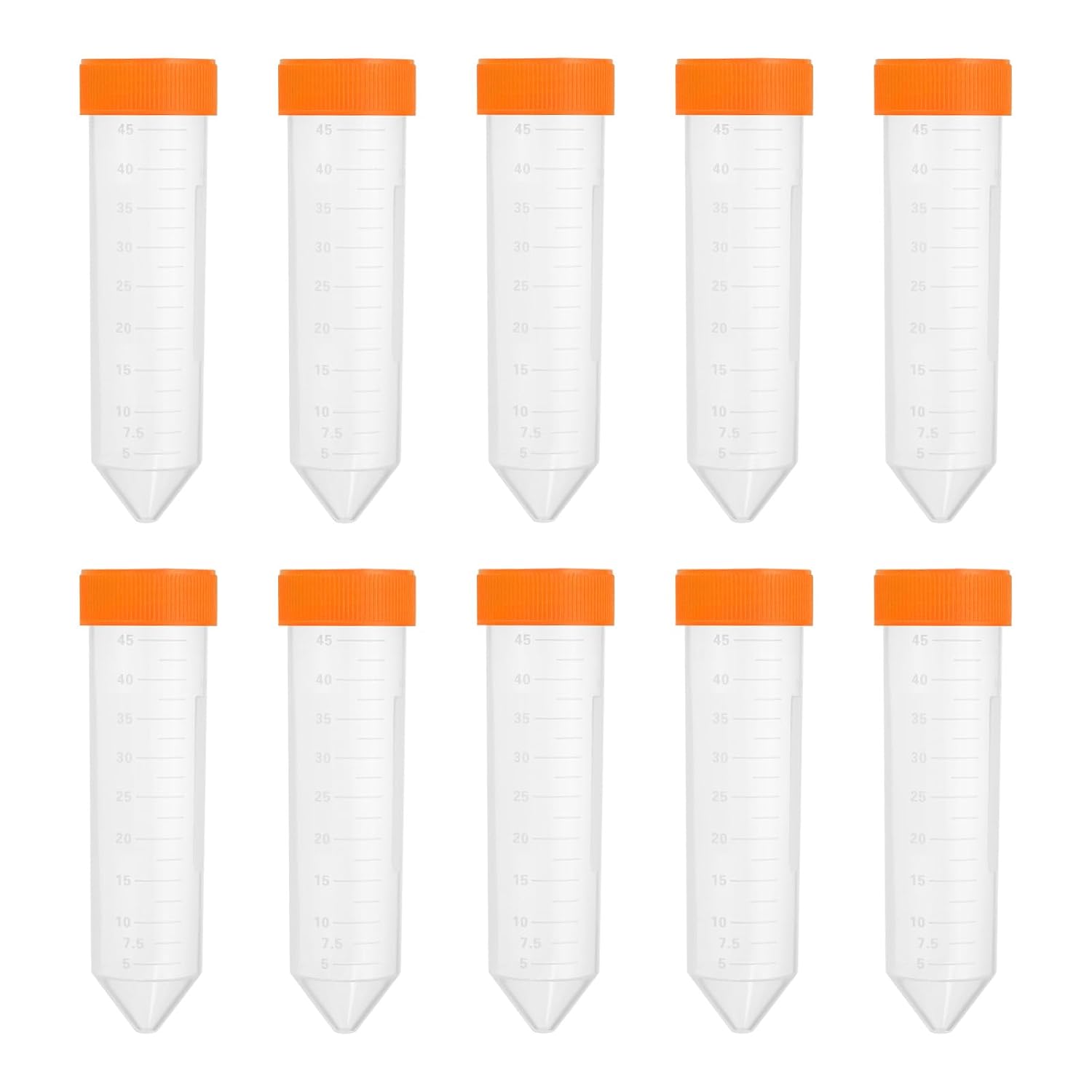 PATIKIL 50ML Plastic Centrifuge Tubes, 50 Pcs Conical Test Tube Container with Leak-Proof Screw Caps and Graduated Marks for Laboratory Liquid, Orange