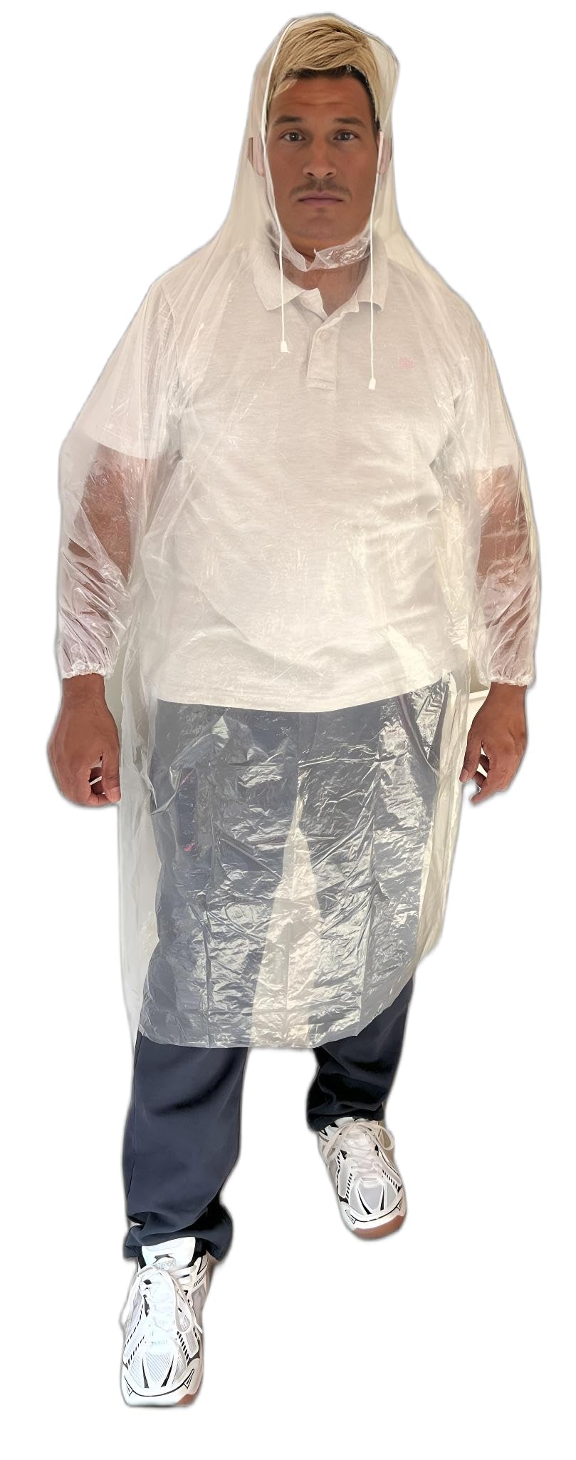 Start And Drive Ltd Unisex Transparent Poncho Rain Coat (Long Sleeve) Waterproof Plastic Adult Size Disposable Ponchos With Hoods, Emergency Raincoats (1)
