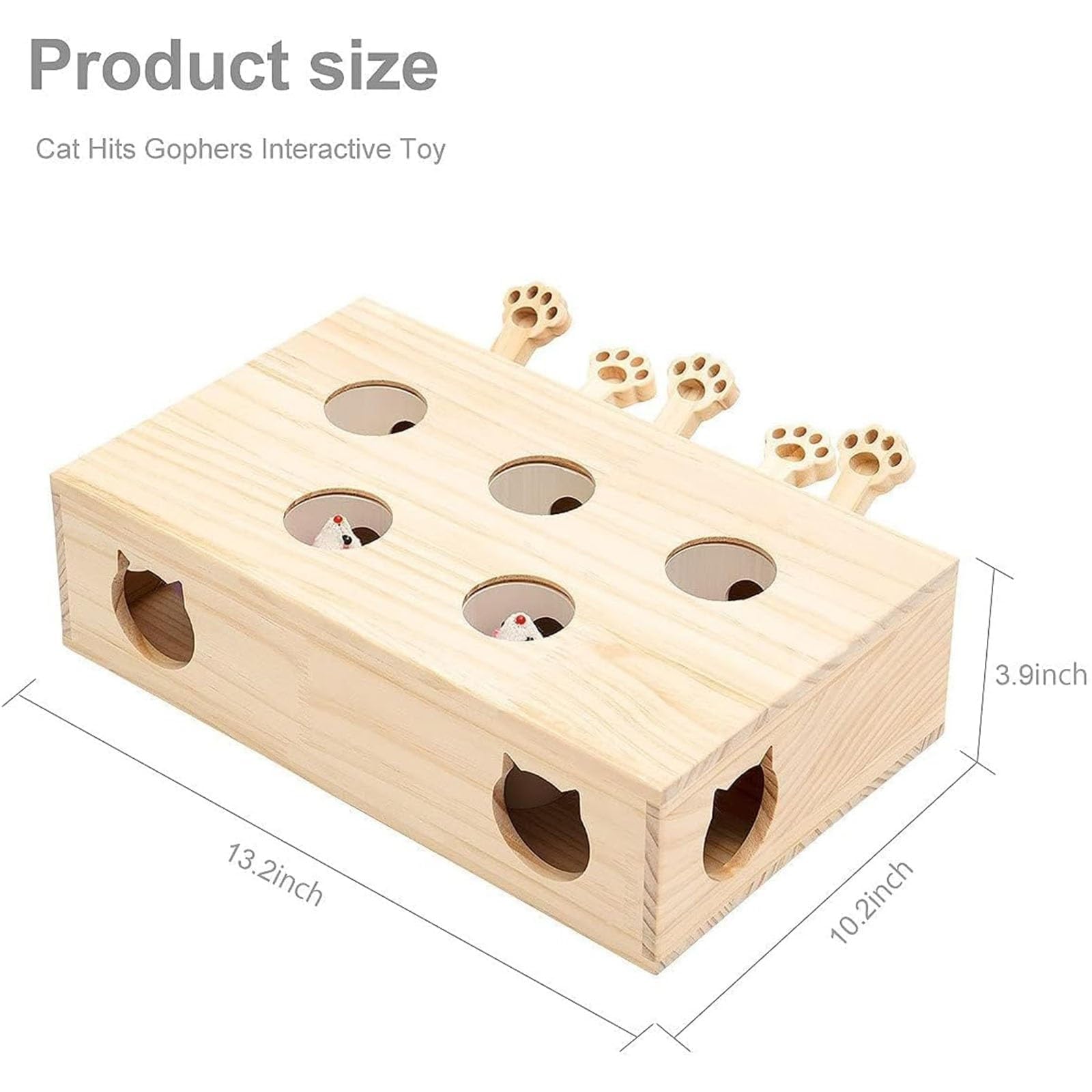 Juguetes Interactivos De Madera Maciza, Juguete Interactivo Simulado para Gatos, Juguete Whack-A-Mole, Juego para Atrapar Ratones para Gatos De Interior
