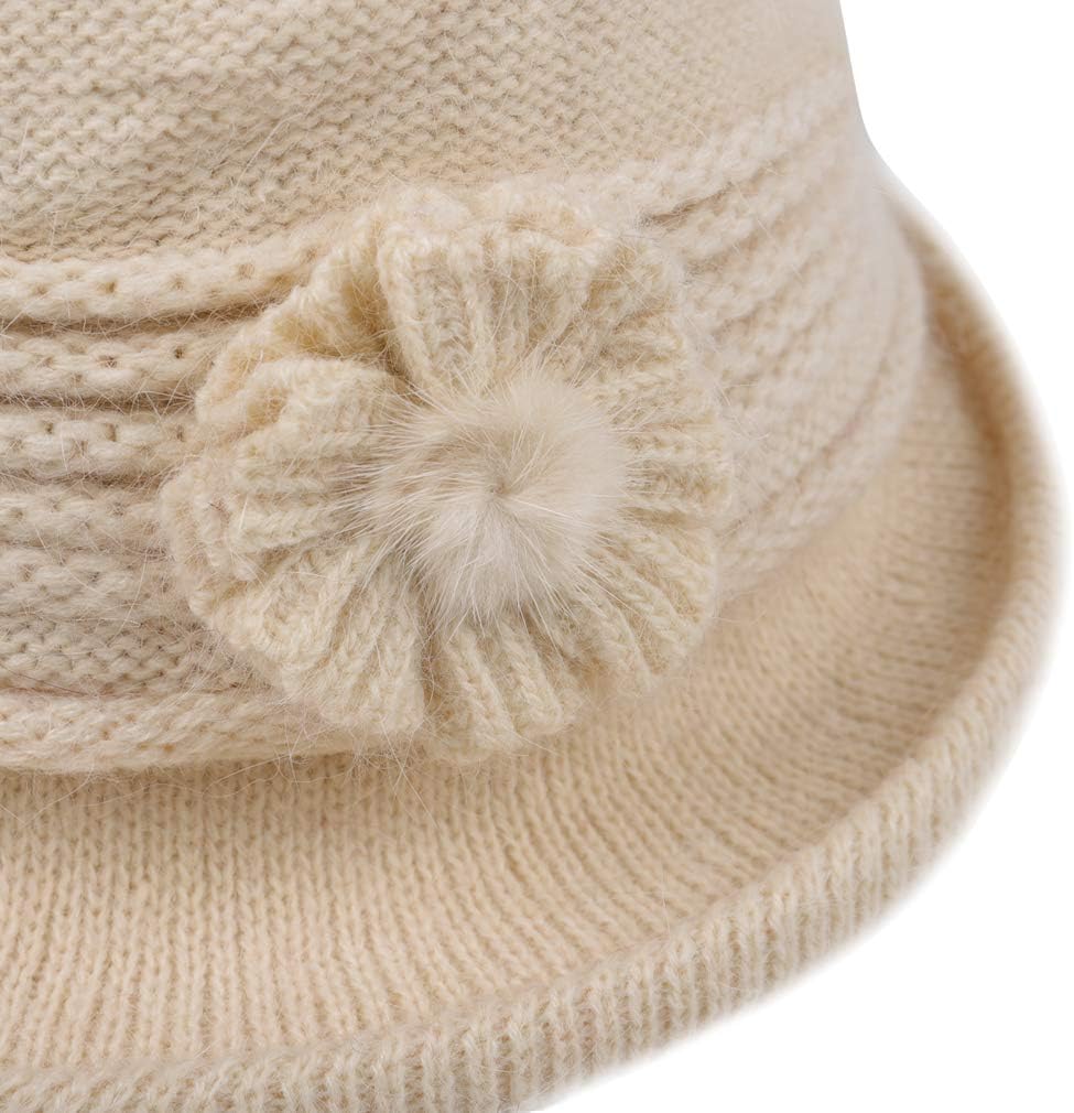 DOCILA Fashion Women Flower Cloche Caps Warm Knit Bucket Bowler Hats Vintage Wrinkled Beanie Caps - Image 4