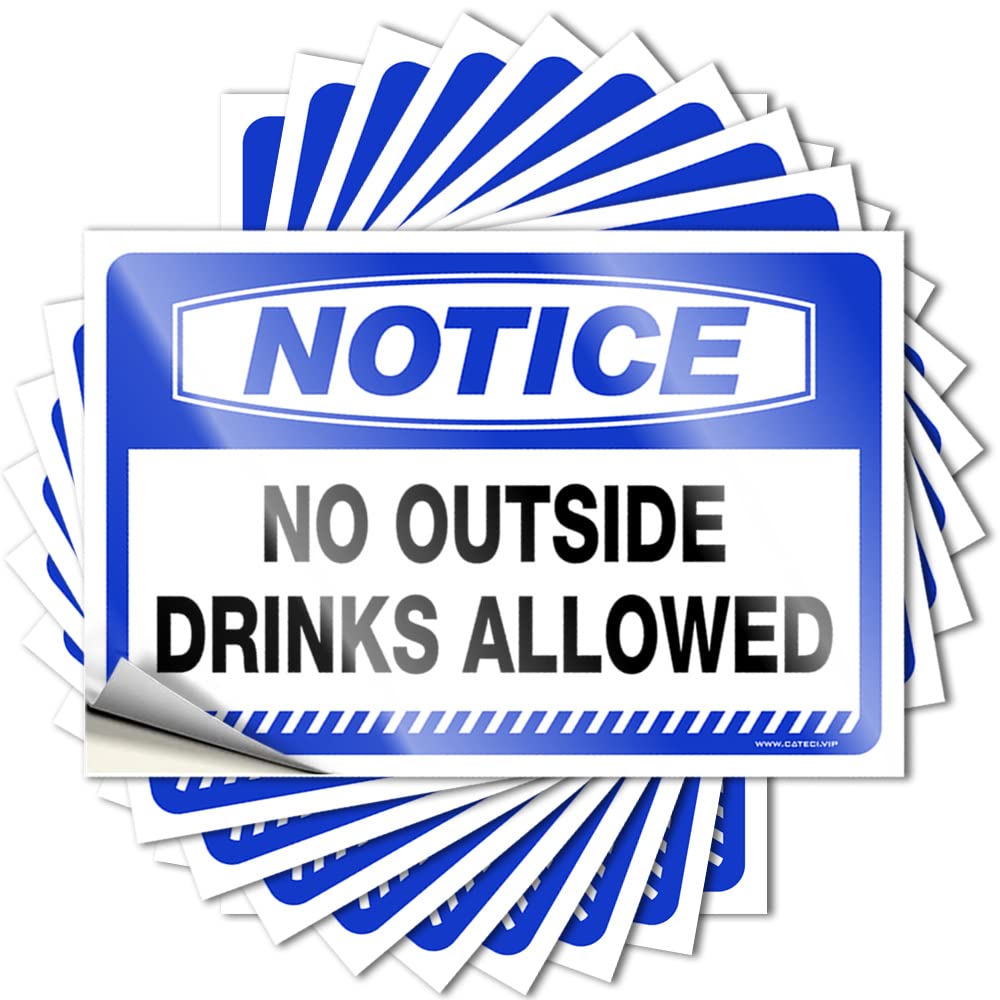 Decal Funny Patio Decor Durable Vinyl - Notice No Outside Drinks Allowed Cover for Christmas Use(12X18CM)