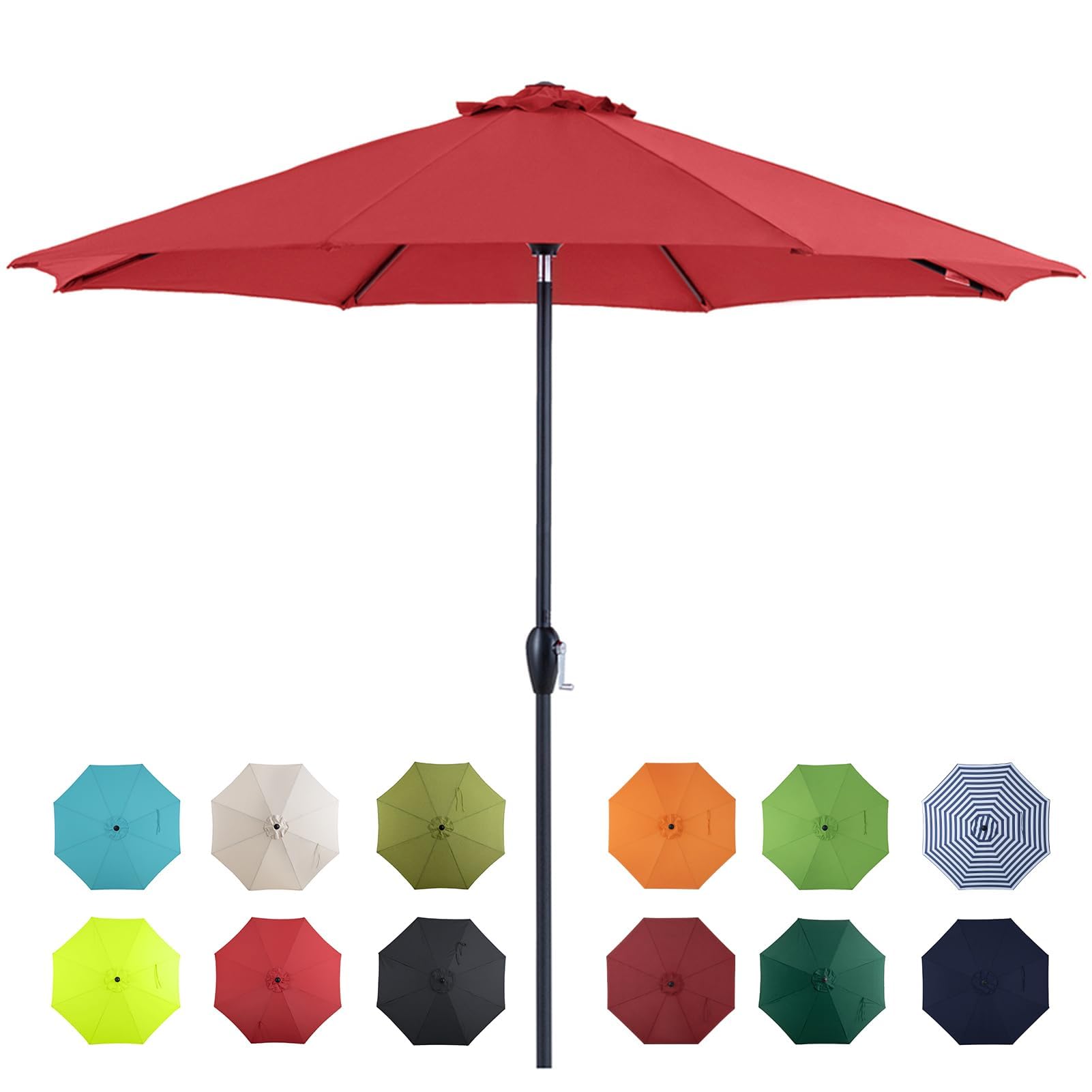 Tempera Patio Market Outdoor Table Umbrella with Auto Tilt and Crank,Large Sun Umbrella with Sturdy Pole&Fade resistant canopy,Easy to set