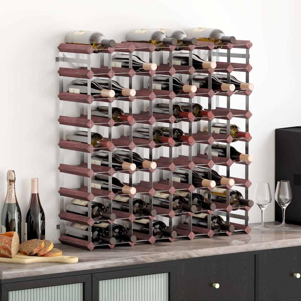 Botellero para 72 botellas de madera maciza de pino y acero galvanizado, 80 x 22,5 x 80 cm