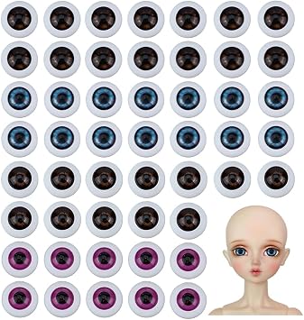 PH PandaHall 80pcs Realistic Eyes 10mm Half Round Eyeballs 4 Colors Craft Eye Acrylic Hollow Eyeball Eye for DIY Craft Stuffed Animal Amigurumi Halloween Party Decor Sculptures Props
