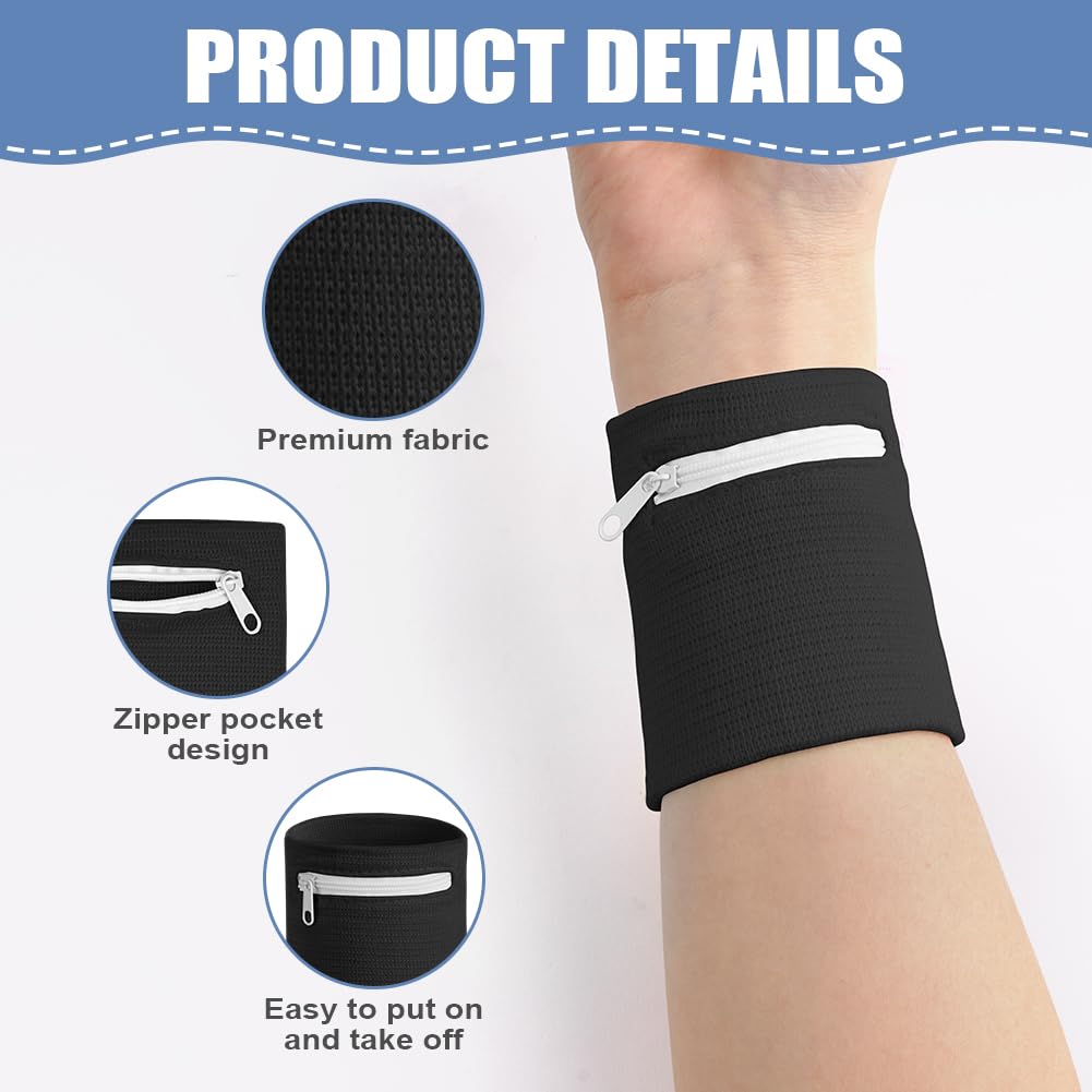 HAGOT 1/2/3/4 Pezzi Marsupio Polso, Tasca Morbida ed Elasticizzata con Cerniera per Corsa, Palestra, Camminata, Ciclismo, Escursionismo, Yoga e Altro Ancora