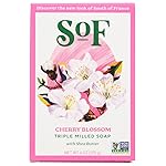 SoF Triple Milled Bar Soap - With Coconut Oil & Organic Shea Butter- Vegan & Non GMO- Free From Phthalates, Sulfates & Parabens- Cherry Blossom - 6 oz Bar 4 Bars