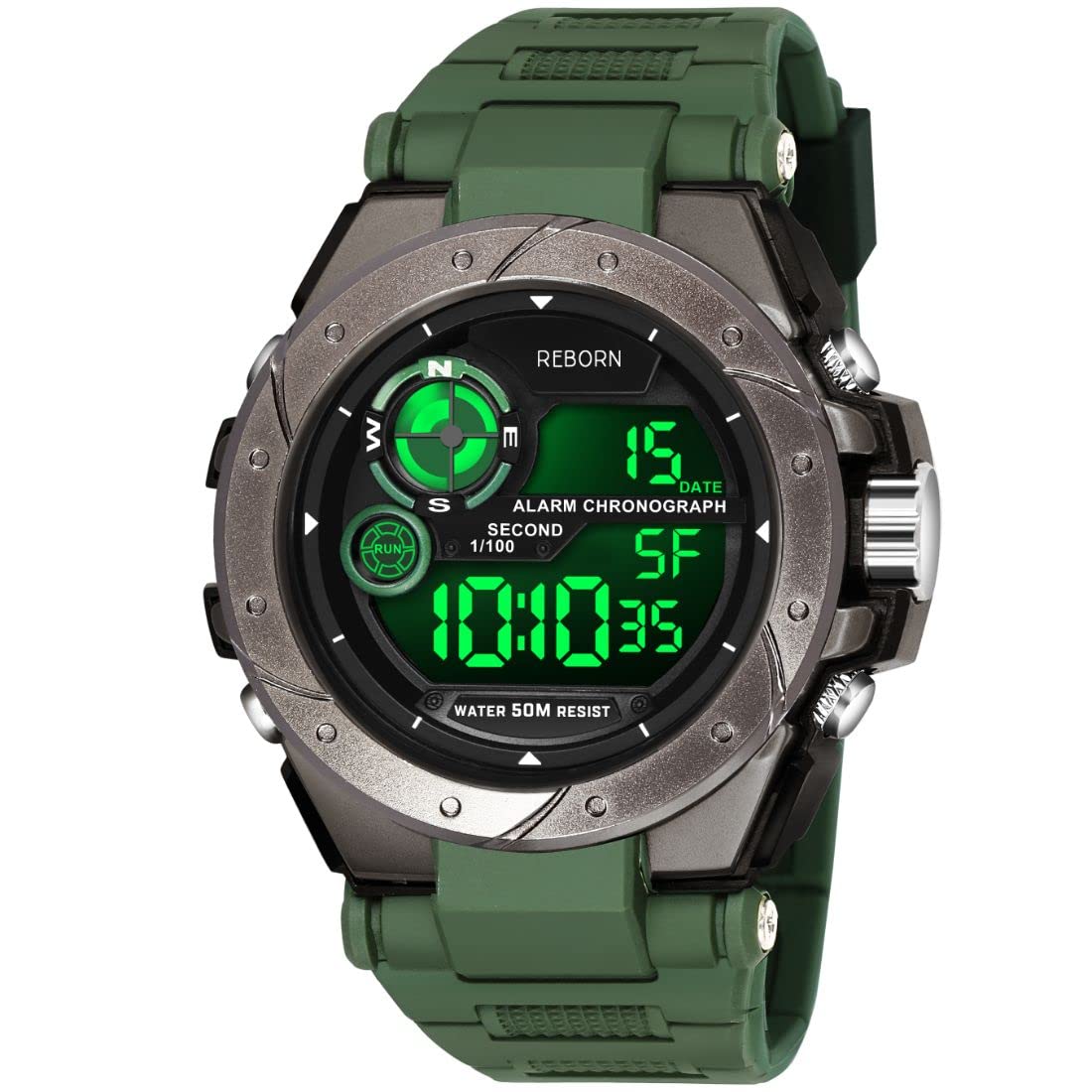 ZEKU PU Synthetic Leather LED Light Chronograph Luxury Digital Waterproof Watch for Men (9105, Green) (B0BN3CSS39) Amazon Price History, Amazon Price Tracker