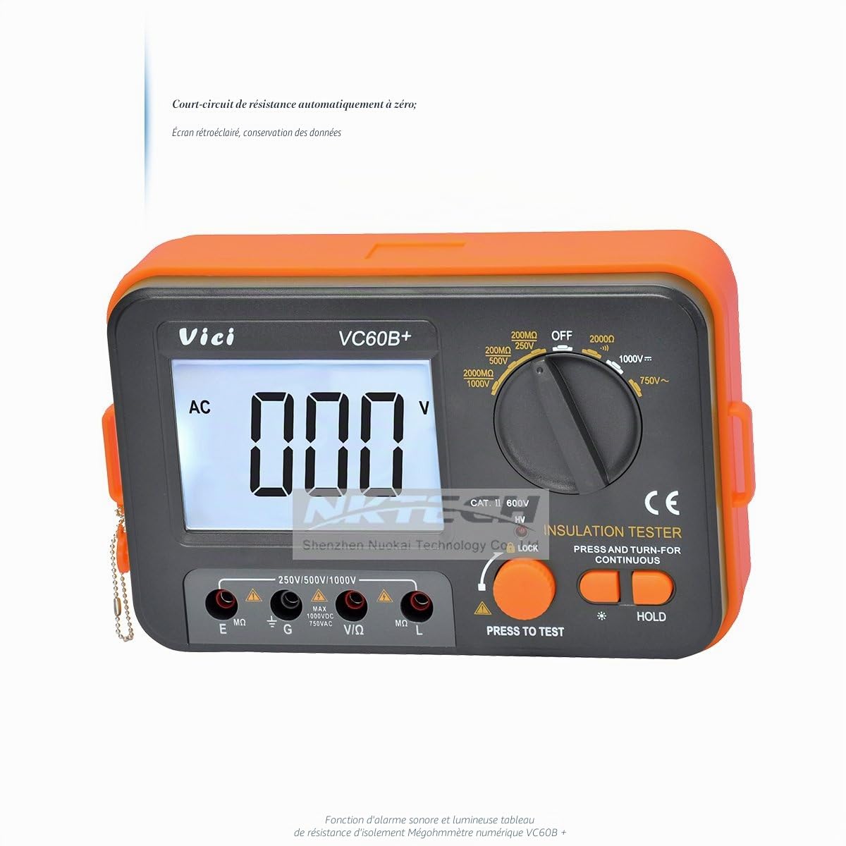 VICI VC60B+ Testeur de mégohmmètre numérique Mégohm Isolant LCD DC AC Tension Résistance DC-250/500/1000V AC-750V Multimètre Testeur avec Tournevis TL-1