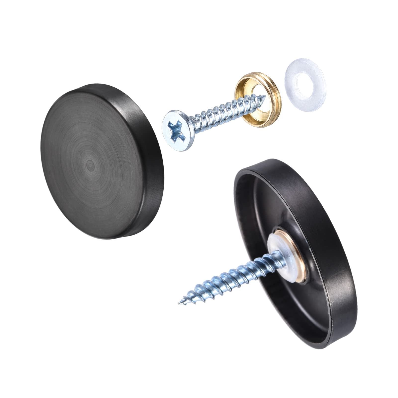 METALLIXITY Mirror Screws (30mm/1.18") 4Pcs, Decorative Cover Cap Nails Brushed - for Sign Advertising Hardware, Construction, Black