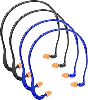 XNHIU 4Pcs Headwear Earplug Corded EarPlug Silicone Earplug Reusable Earplugs with String Dormitory Soundproof Earplug Professional Noise Reduction (Black&Blue)