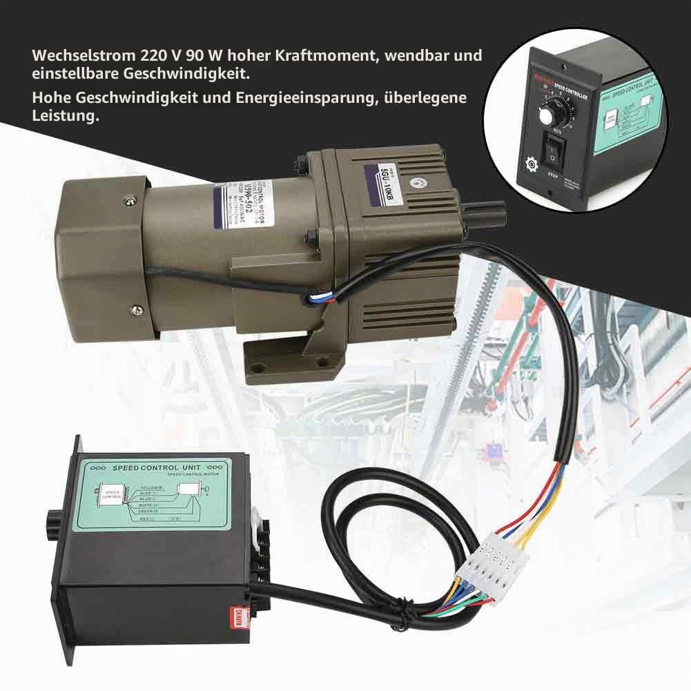 Elektrischer Getriebemotor, AC 220V 90W Einphasen-Asynchrongetriebemotor Verzögerung einstellbare Drehzahl(10K)