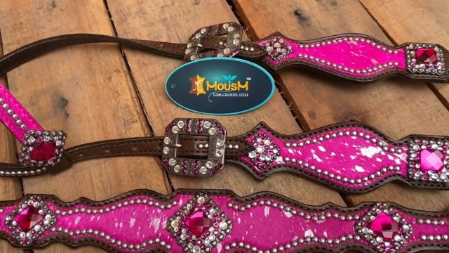 Ensemble Tête Et Collier Western En Cuir Noir - Outils Floraux - Neuf