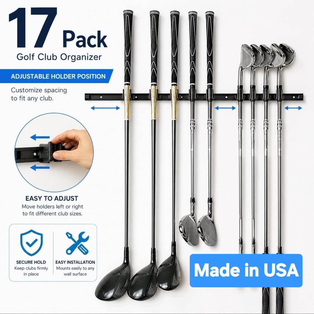 [JINTECH] Golfschlägerhalter, Wandaufhänger, Rack, Halterung, Organizer, für 16 Schläger auf 91,4 cm Aluminiumgestell (halbe Mischung)