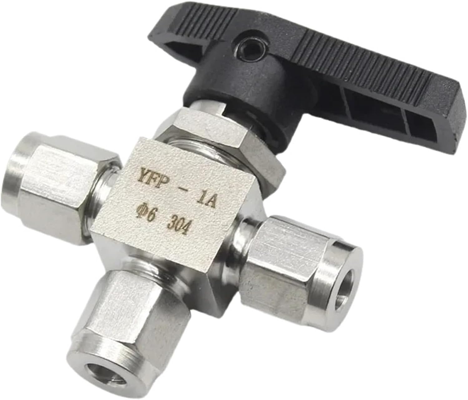 1pcs 304 Stainless Steel Compression 3 Way Tee T Ball Valve 1/8'' 1/4'' 3/8'' 1/2'' 3/4'' Tube OD SS304(12mm)