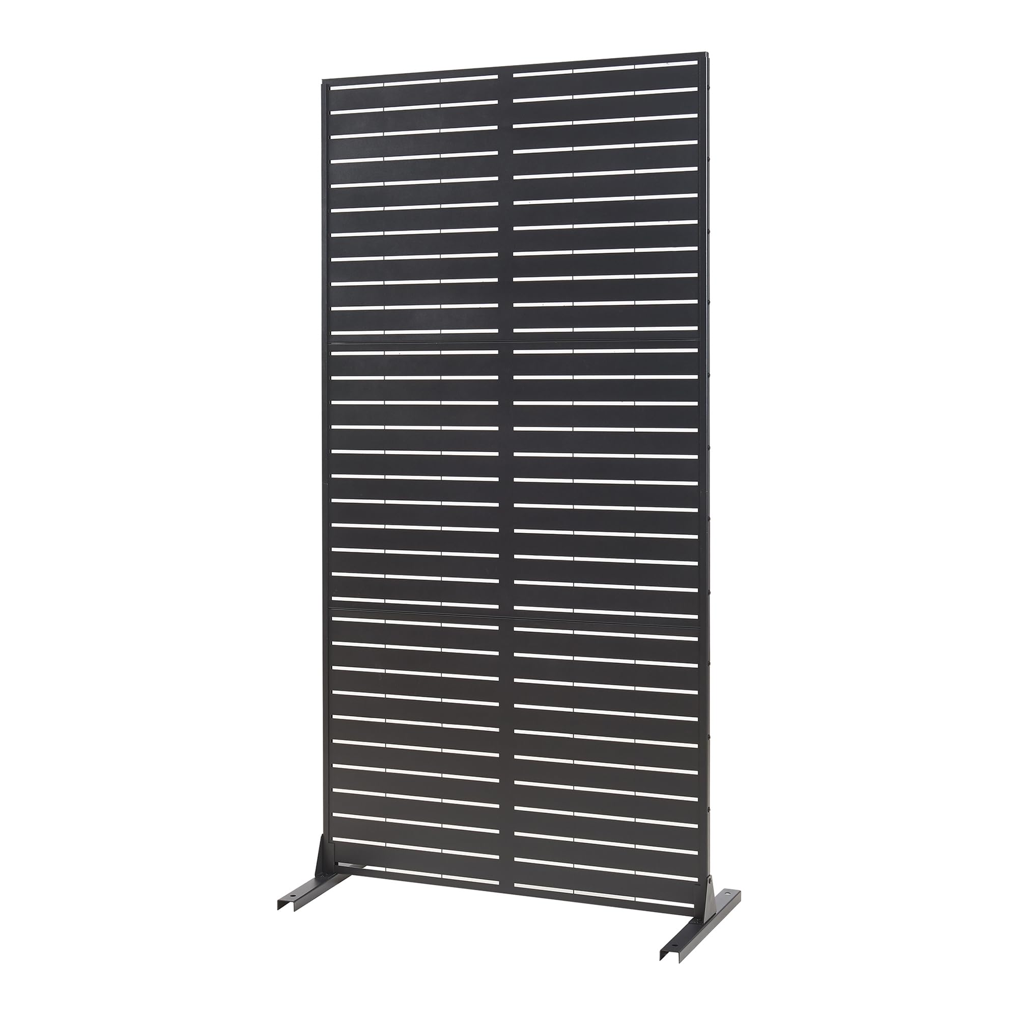 casa.pro Paravent Trolu Indoor Trennwand Raumteiler für Wohnzimmer Büro Metall 200 x 100 x 50 cm Raumtrenner freistehend Lamellenoptik Schwarz