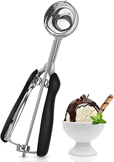 Manfore - Paletta per gelato in acciaio inox, con grilletto per frutta, gelato, purè di patate, impasto.