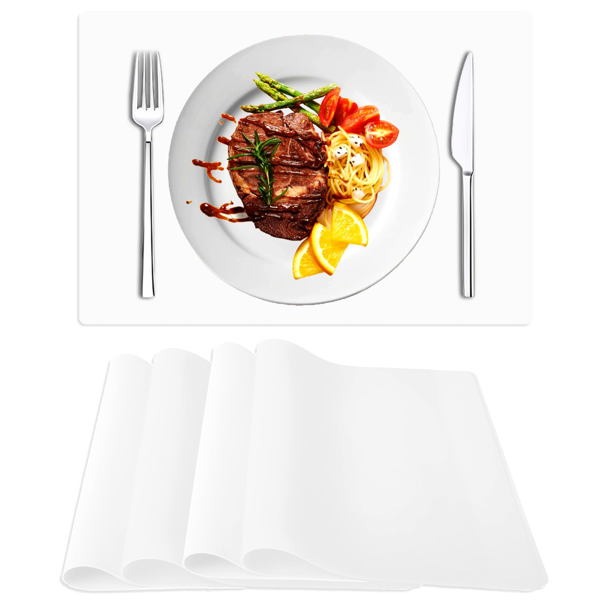 Siliconty Siliconen placemat set van 4,hittebestendige antislip siliconen mat voor eettafel en keuken,waterdicht,afveegbaar,gemakkelijk schoon te maken,LSR upgrade tafelmat,40x30cm (Lichtgroen