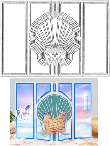 Estivaux Troqueles con forma de tarjeta 3D para hacer tarjetas, forma rectangular, juego de troqueles de corte de tarjetas emergentes de concha, Estivaux Troqueles con forma de tarjeta 3D para hacer tarjetas, forma rectangular, juego de troqueles de corte de tarjetas emergentes de concha,