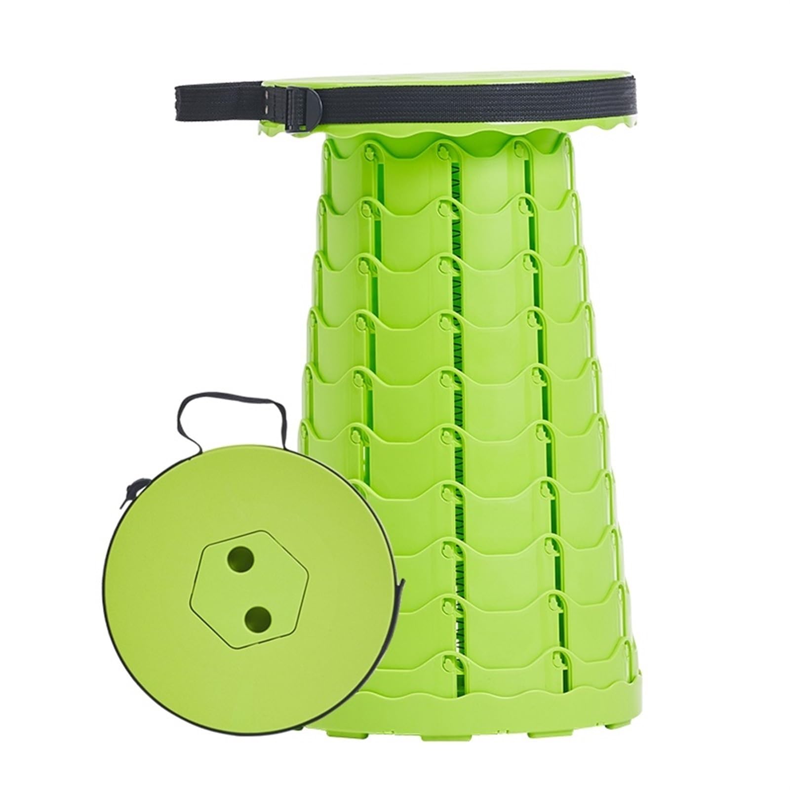 Höhenverstellbarer Klapphocker, kompakter Klappstuhl, tragbarer einziehbarer Campinghocker, leicht, for Outdoor-Angeln, Wandern, Gartenarbeit (Color : Green)