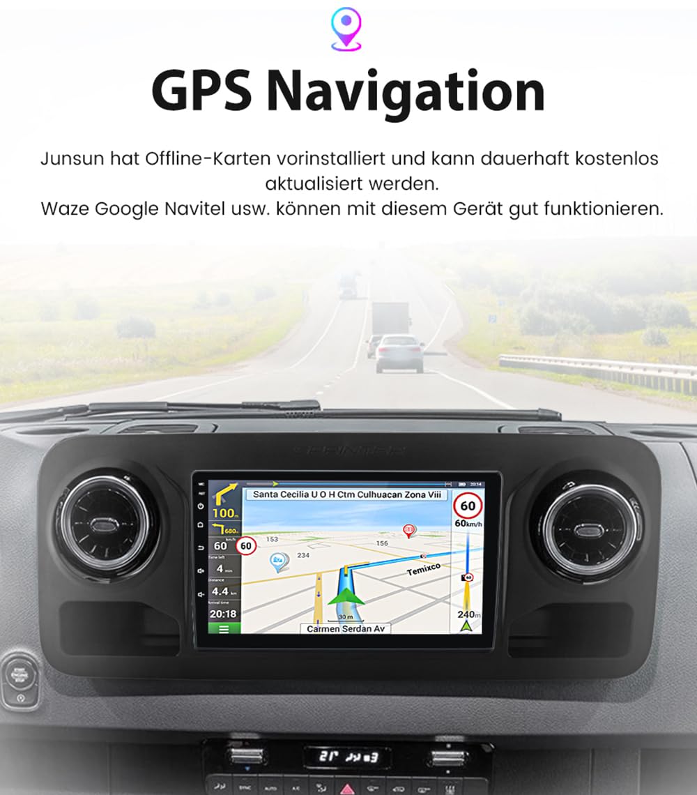 10 Zoll GPS Navi Navigationsgerät für Auto, LKW PKW,Carplay & Android Auto Tragbares Autoradio+Bremslicht Rückfahrkamera Ersatz für Mercedes-Benz Sprinter 3,5-T Bus Kasten B907 B910