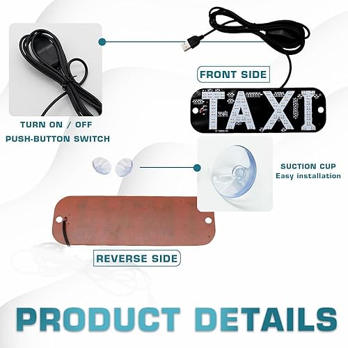 Miniatura 9 de YSY Luz de taxi LED blanca y azul, alimentación USB DC6V, fácil instalación, 2 colores cambiables, brillante y visible