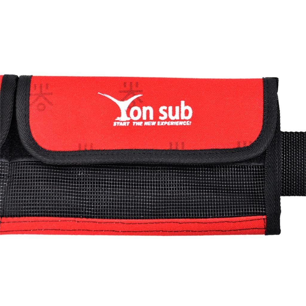 Ceinture de plongée robuste avec boucle en acier inoxydable avec poches Rouge 145 cm