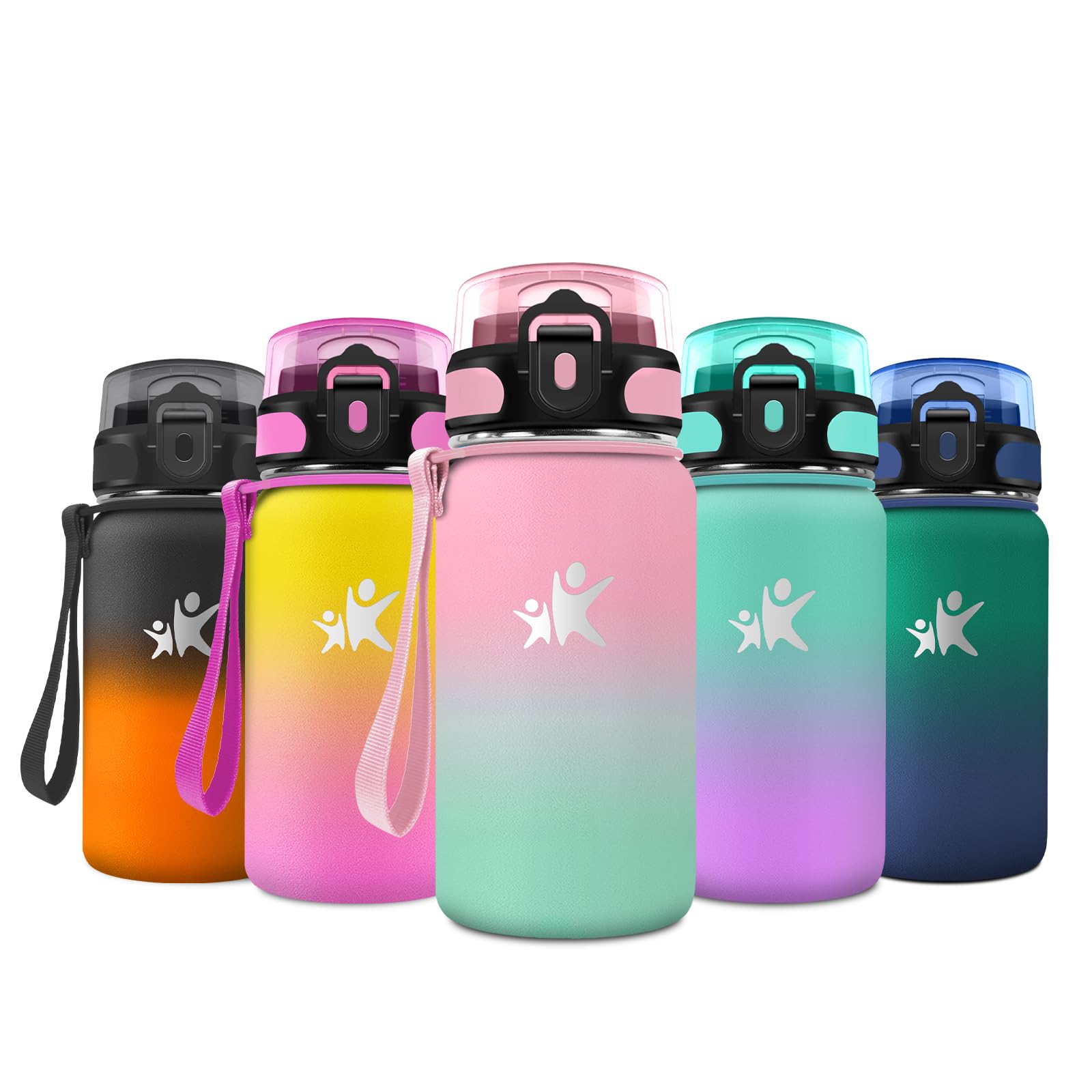 500ml Stainless Steel Water Bottle with Straw, Reusable, Leak-Proof, BPA Free, Running, Outgoing