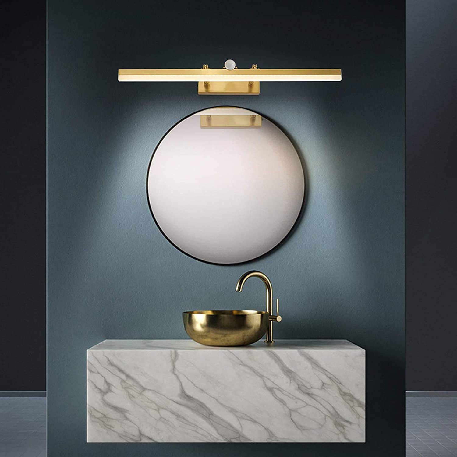 Lampada da bagno con interruttore Illuminazione a LED su specchio in ottone con sensore di movimento e lampada girevole Lampada da parete a specchio for comodino (Size : 43CM)