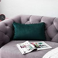 Vista 36 de 2 fundas para cojín decorativo de terciopelo con pompones