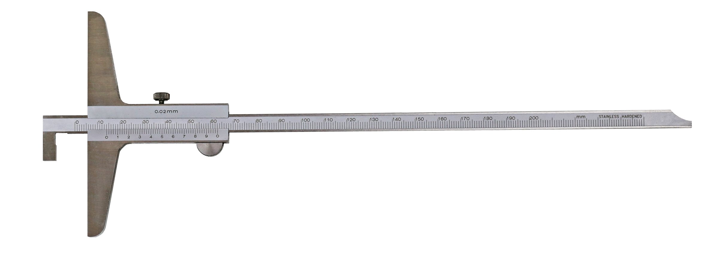 CNC QUALITÄT Tiefen-Messschieber - Messbereich 200 mm - Ablesung 0,02 mm - umsteckbare Stange - DIN 862