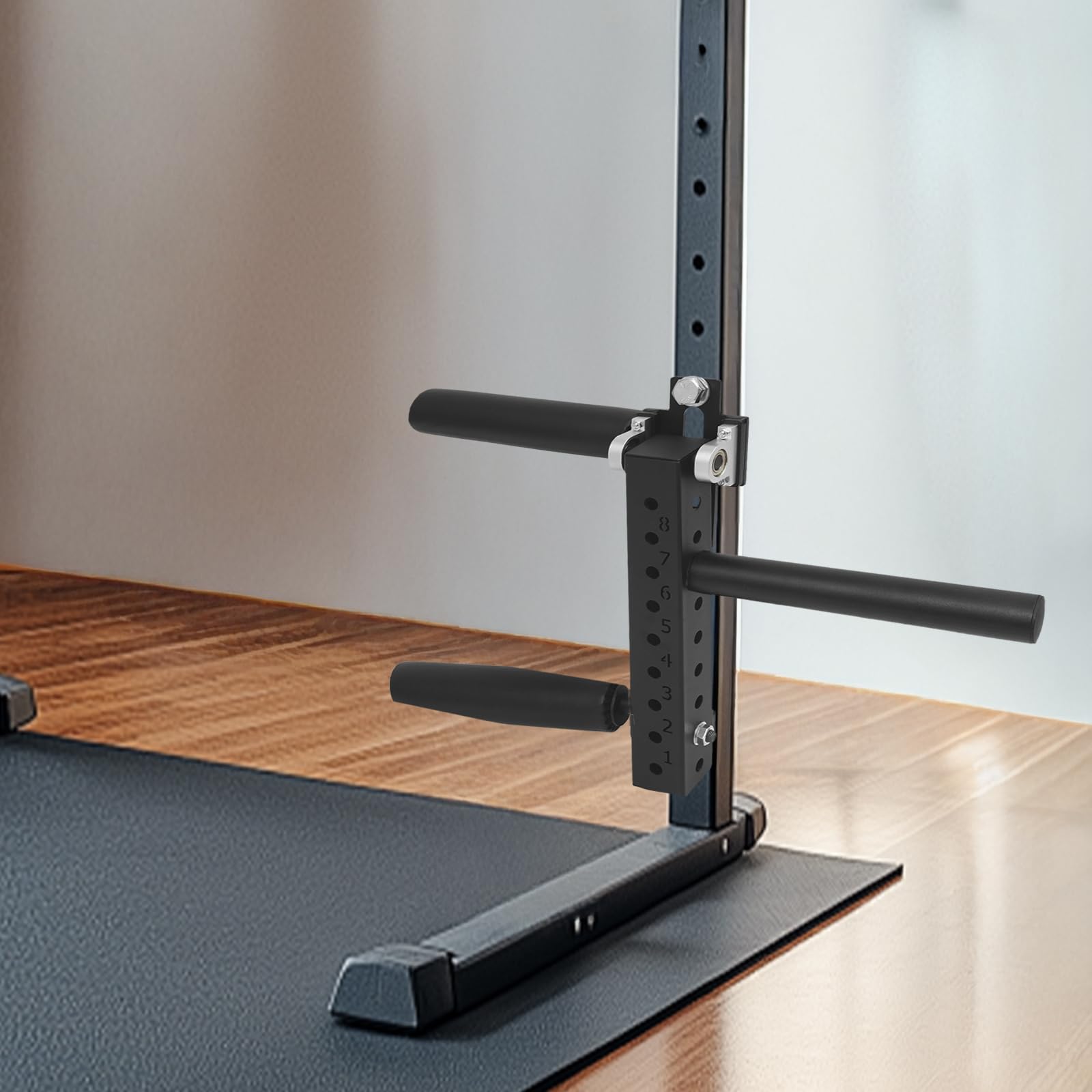 Beinbeuger Beinstrecker Gerät, 120kg Max, 8-Fach Verstellbar, Kompatibel mit Power Rack, Inkl. Gewichtstange, Für Home Gym, Fitnessstudio, Beintrainer für Oberschenkel und Wade