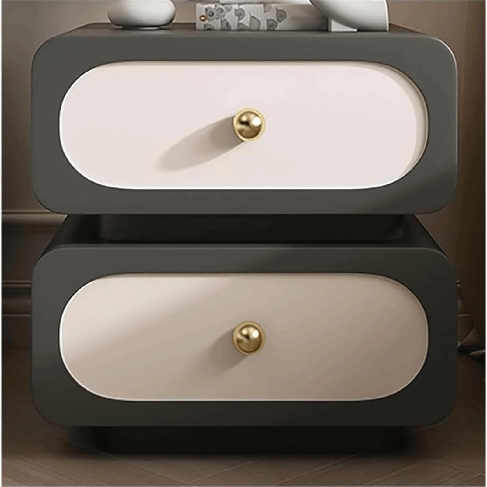 SXZenSpace Simple Side Table Sturdy and Reliable Bedside with 2 Drawers Solid Wood Nightstand for Bedroom Elegant End