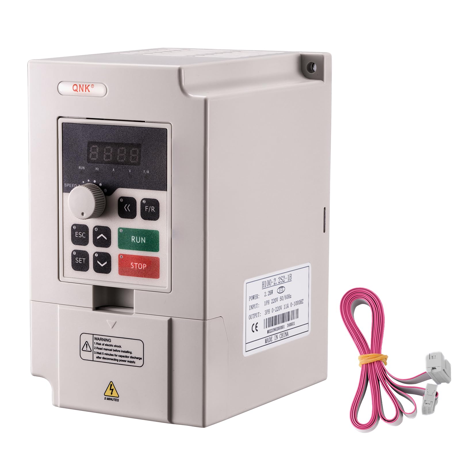 QNK 2.2KW 220V 3HP 11A AC VFD Converter Single to 3 Phase Inverter Variable Frequency Drive CNC Spindle Motor Speed Controller White