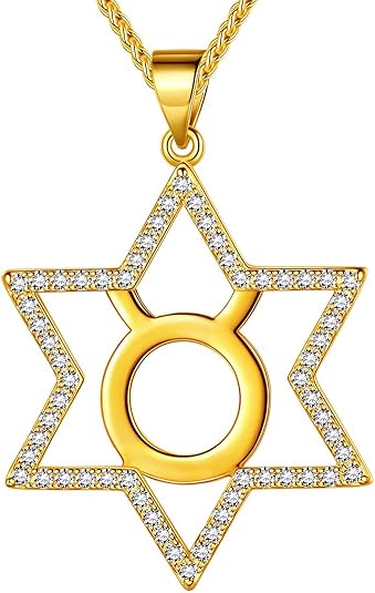 beautlace Horoscope Zodiac Triangle Necklaces 12 Constellation Astrology Charm 18K Gold/Silver/Black Gun Plated Pendant Necklace for Women Men Jewelry Gift