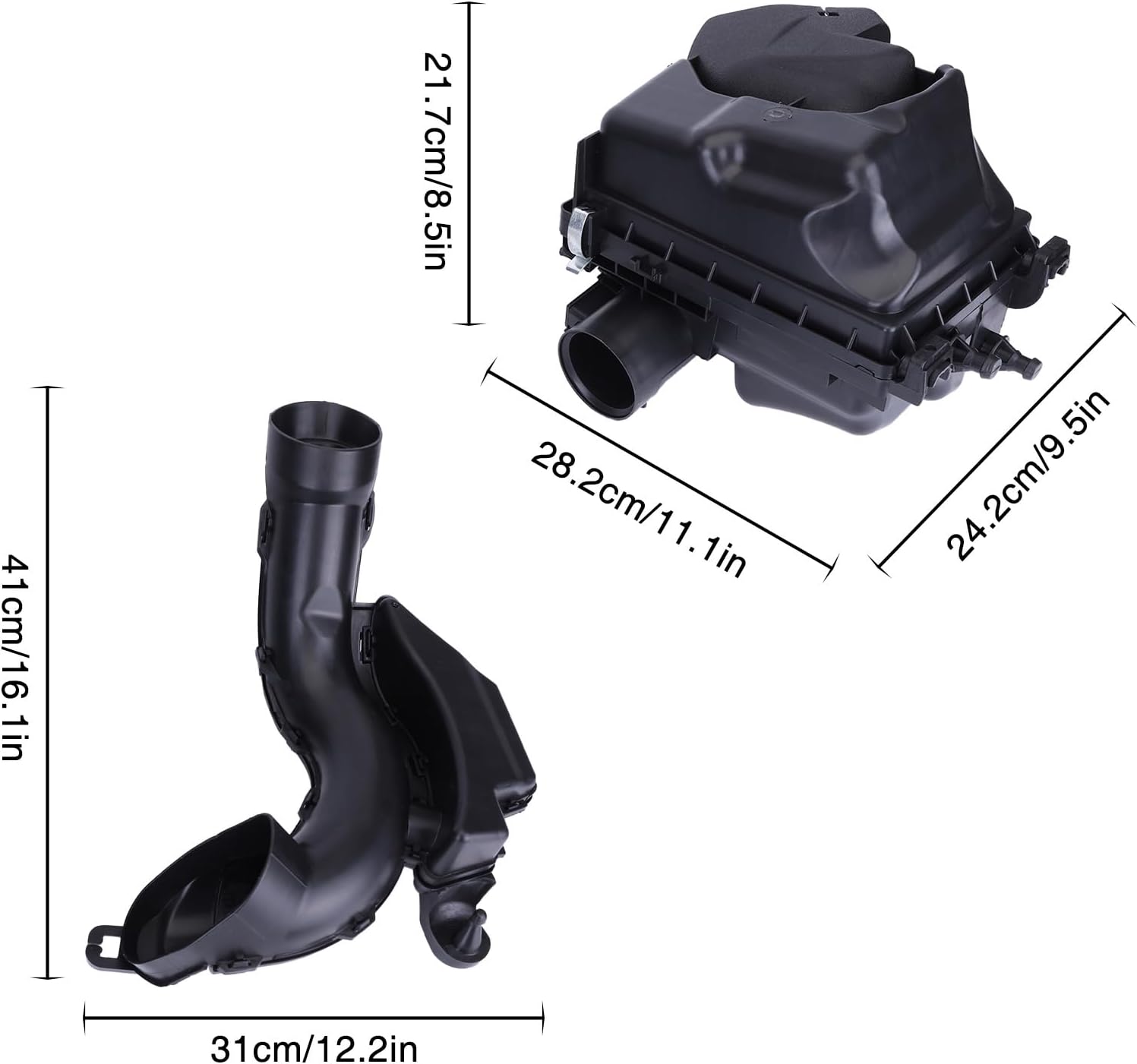 Surakey Air Cleaner Box Housing W/Inlet Duct Compatible for Nissan Sentra 1.6L 1.8L 2013-2019 Plastic Air Filter Box Housing Assembly Replaces 16500-3RC2A 16554-3ZU0B 165543ZU0B 165543RC2B 165543DB0B