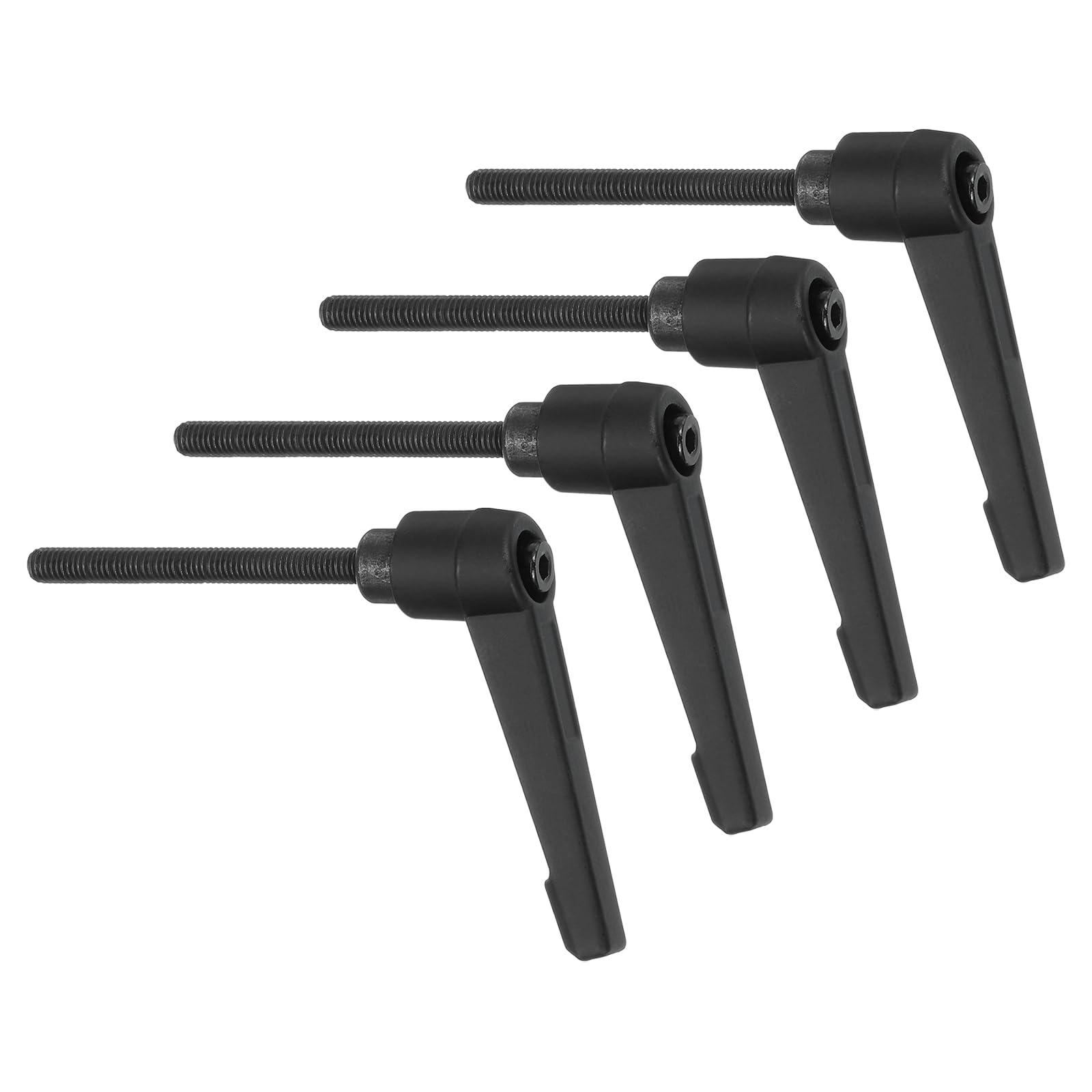 uxcell 4Pcs M5 x 50mm Adjustable Knobs Handle Male Thread Push Button Ratchet Quick Release Locking Rotating Bolt for Lathe Machinery, Black