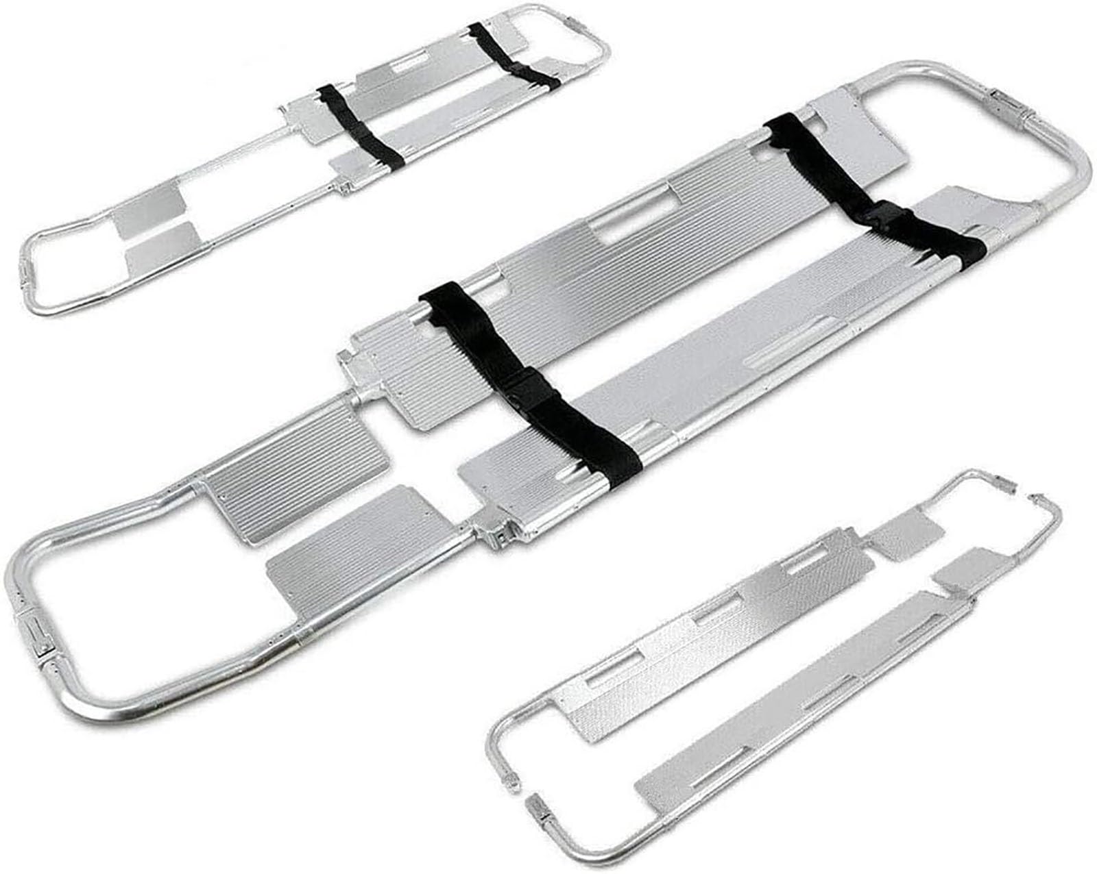 SWENEEN Emergency Stretcher Foldable Aluminum Scoop Emergency Portable Adjustable Length Travel Size Patient Transport Stretcher,