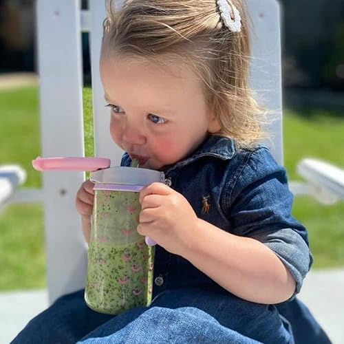 Miniatura 7 de Evorie Tritan - Vaso sorbo de paja con peso de 7 onzas para bebé y biberón de 10 onzas con popote y asas extraíbles para la escuela, de 6 meses a 4