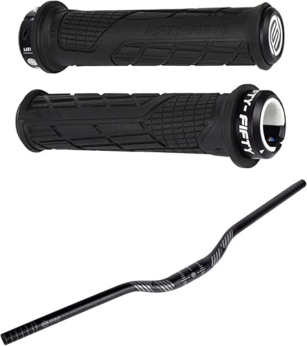 FIFTY-FIFTY Empuñaduras de manillar de bicicleta de montaña, empuñaduras MTB de bloqueo único, manillar elevador de bicicleta de montaña, manillar