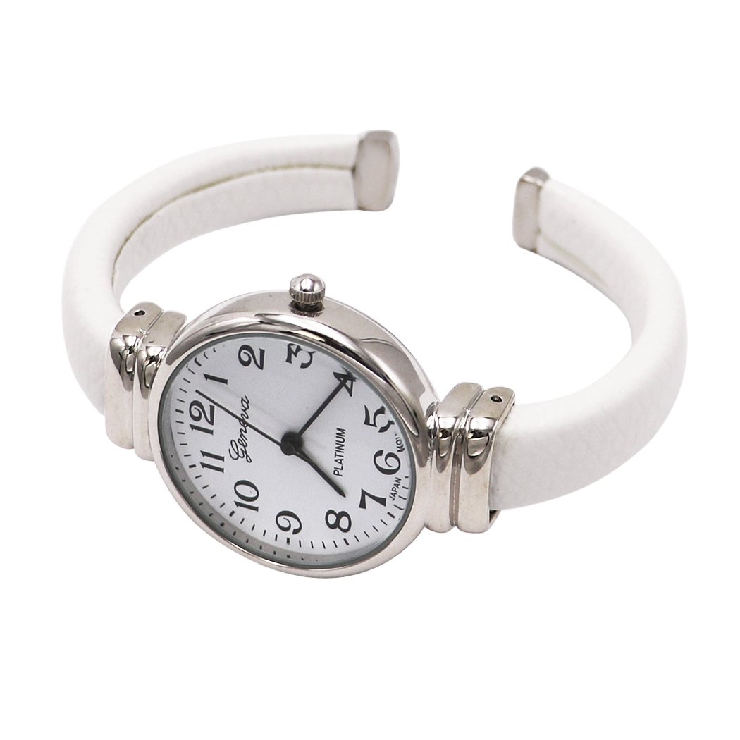 Rosemarie Collections Women's Faux Snake Skin Patterned Cuff Watch (White)