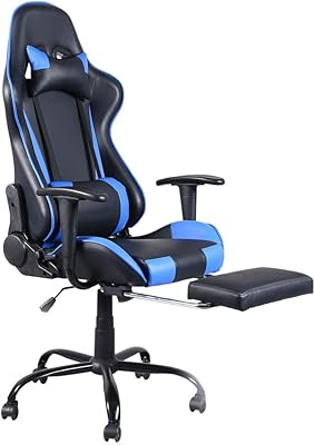 Amazon Com Video Gaming Chair Racing Office Reclining Pu Leather High Back Ergonomic Adjustable Swivel Executive Computer Desk Large Size Footrest Headrest Lumbar Support Adjustable Arms Cushion Kitchen Dining