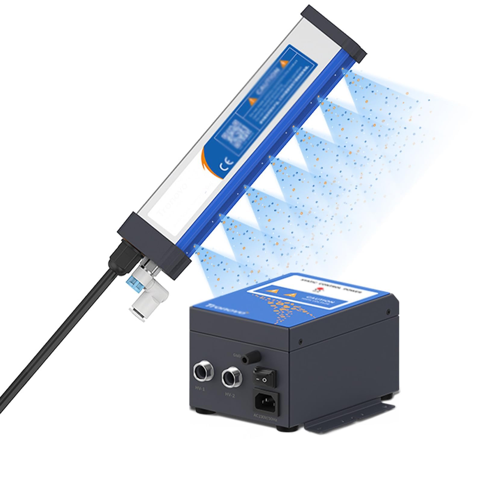 300mm Ionizing Air Bar Static Eliminator Bar, Antistatic Ion Bar, Adjustable Air Throttle Valveintake, Gas Supply Pipe Diameter,8mm, W/high Voltage Generator, For Scientific Research Laboratory