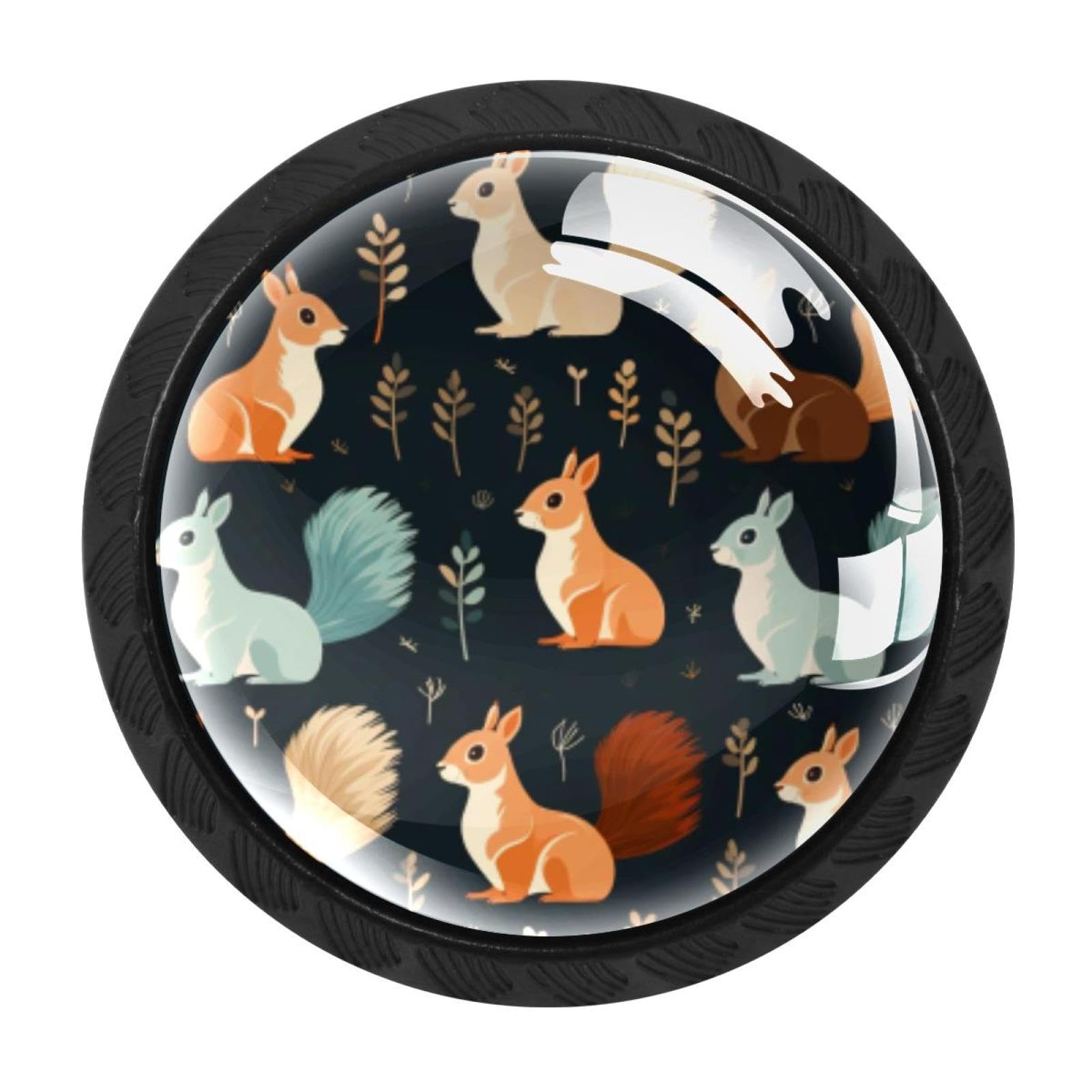 Chenzzzz Multicolored 02 4 Pack Squirrel Dresser Drawer Cabinet Knobs Round Crystal Glass Knobs Pulls Handles For Kitchen Wardrobe Cupboard Door Hardware