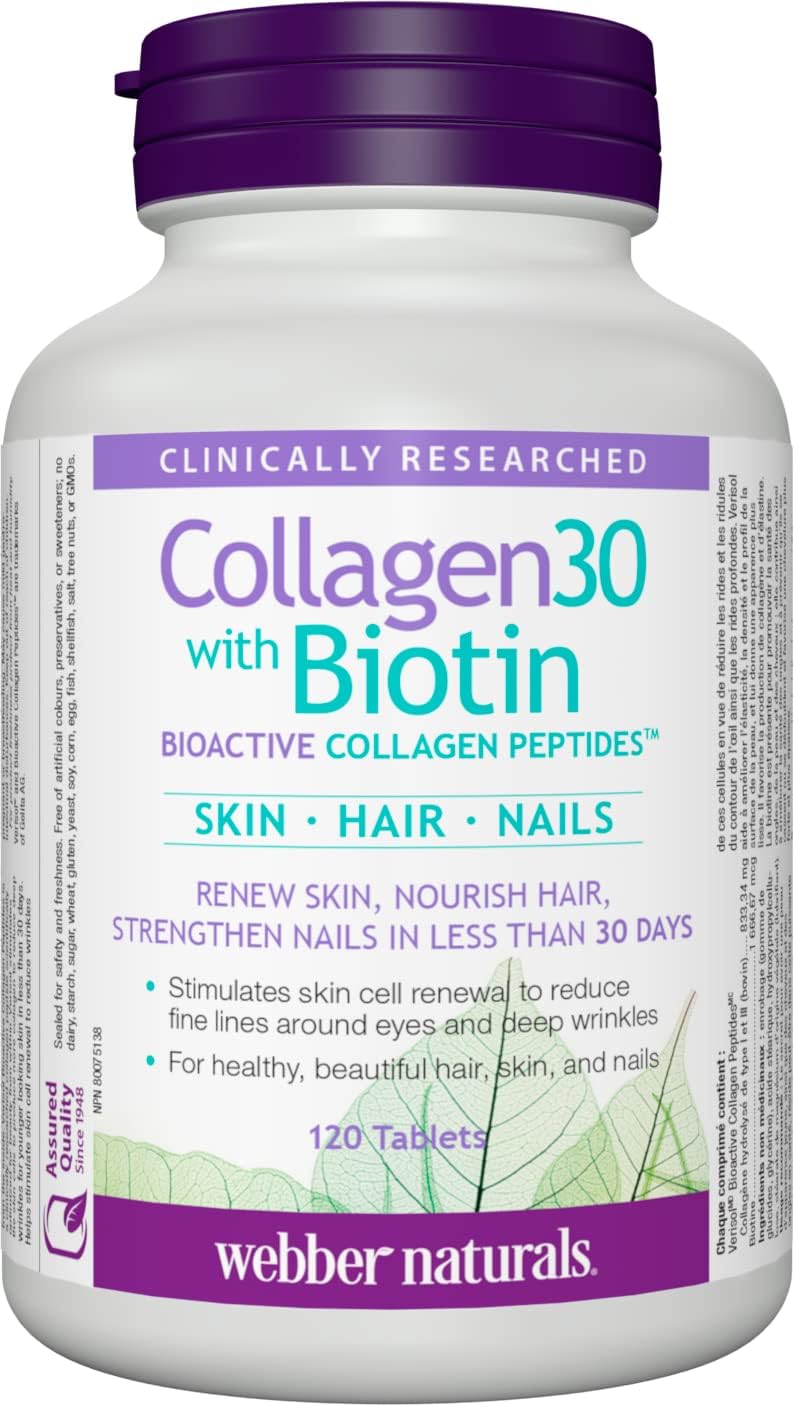 Webber Naturals Collagen30 with Biotin, 2,500 mg of Bioactive Collagen