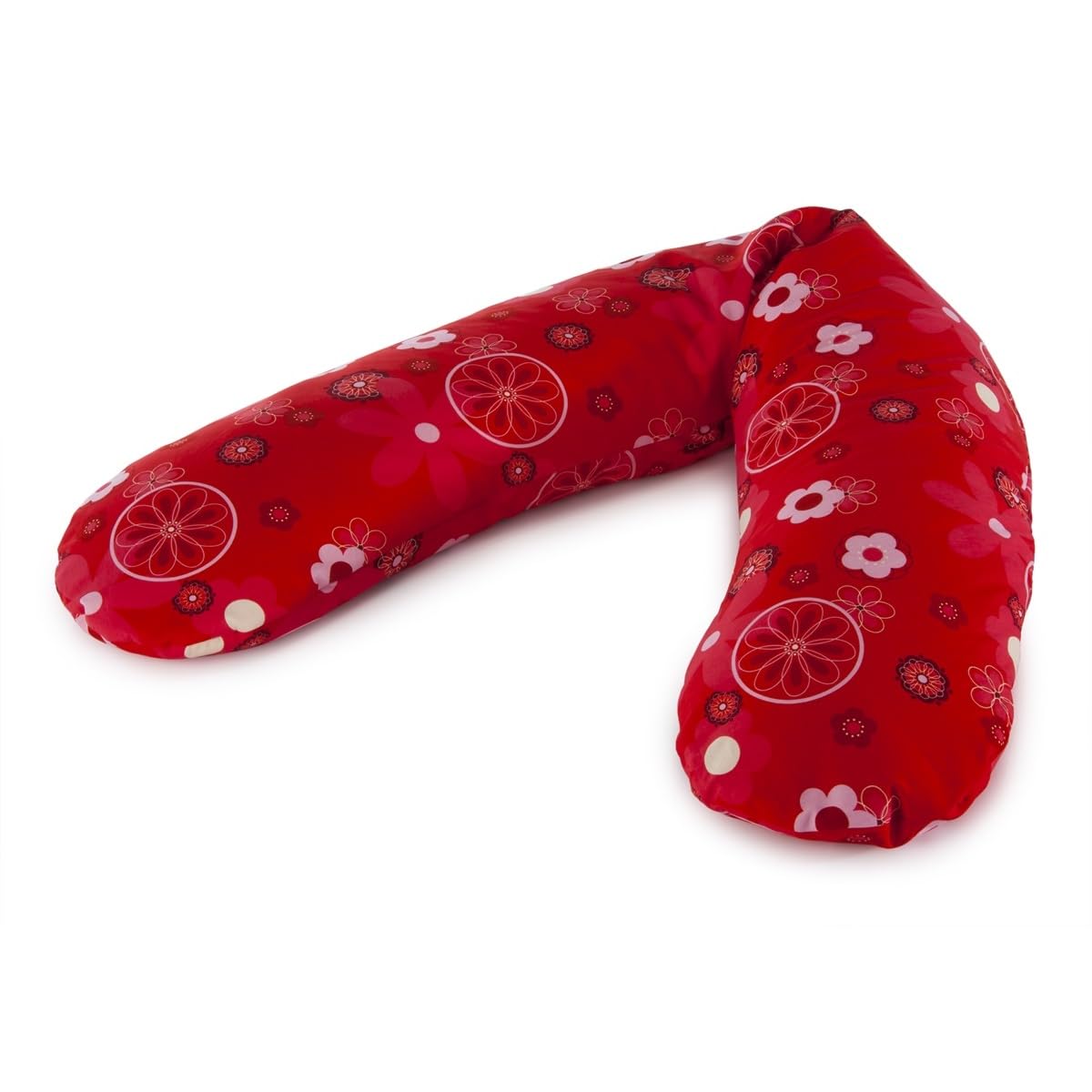 Theraline - Cojín de lactancia con relleno de espelta, diseño de flores retro, color rojo