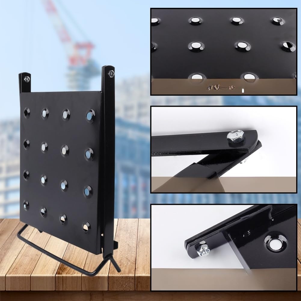 Scaffale pieghevole compatto in lega di alluminio, con nervature rinforzate, per officina, garage, ponteggi, 34,5 x 26,8 x 39 cm (Nero)