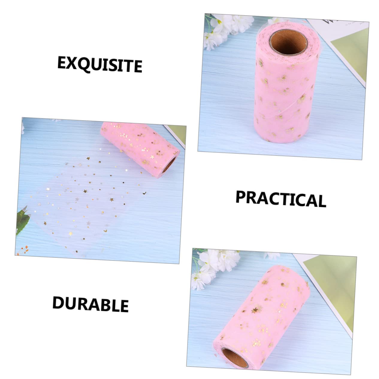 NUOBESTY 6pièces Tulle Avec Paillettes Étoiles Tissu De Mariage Fournitures Artisanales Rouleaux Pour Décorations