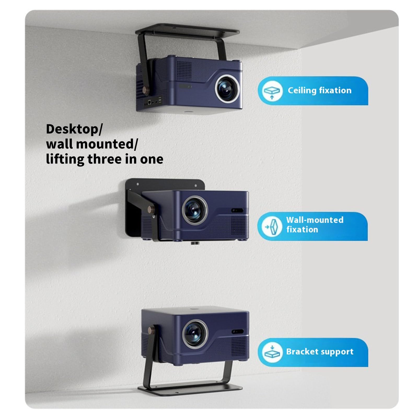 Soporte de pared para proyector de pared o techo con doble barra giratoria de 25 cm y 50 cm de capacidad para proyectores